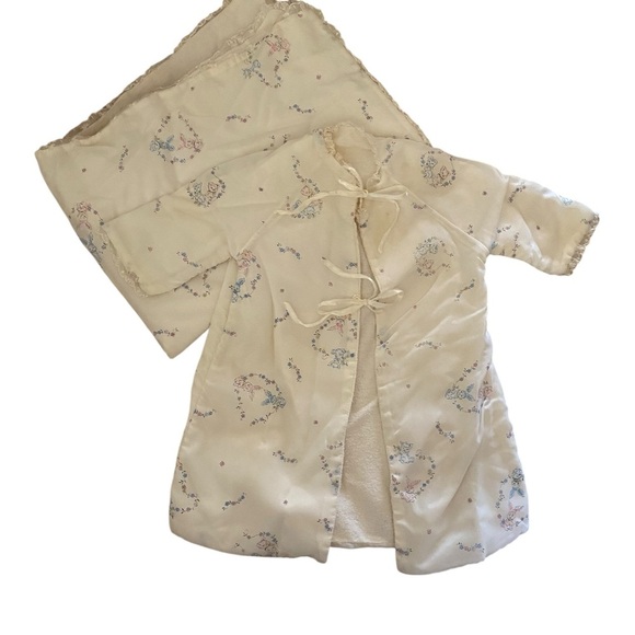 Vintage 70s Baby’s unisex dressing gown robe house coat & blanket bunny print - Picture 2 of 12